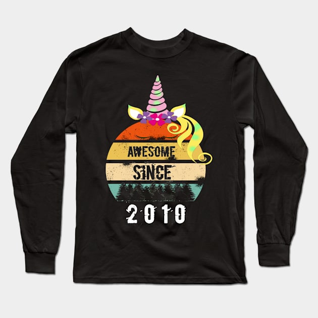 Vintage awesome Since 2010 10th birthday gif shirt Long Sleeve T-Shirt by FouadBelbachir46